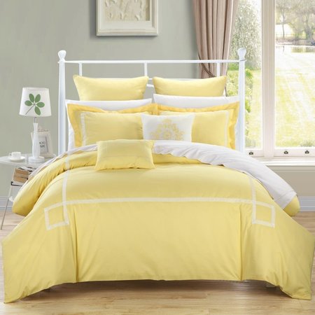 FIXTURESFIRST Woodford Embroidered Comforter Set - Yellow - King - 7 Piece FI2541547